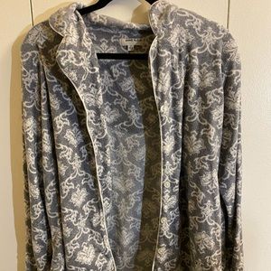 pajama button up shirt (grey and white)